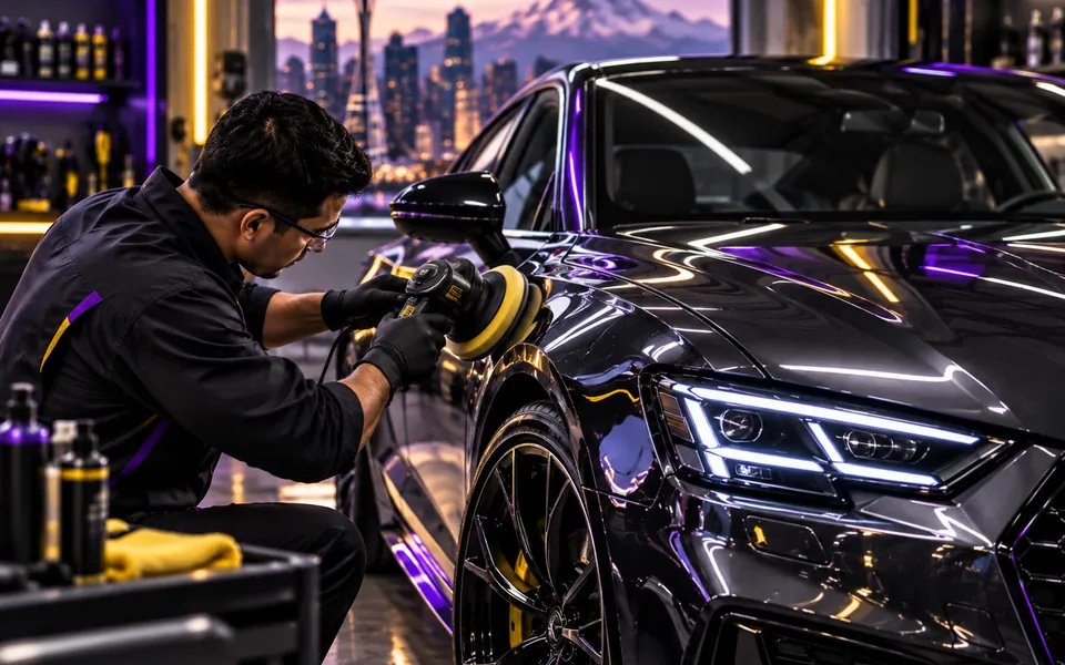 Technician completing a selected same-day surface repair and finish correction